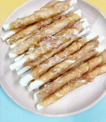 Natural Ingredients No Additives Dental Chews Dog Snacks High Protein Chicken Rawhide Twist Stick Molar Snack