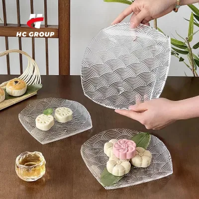 Creative Wind Wave Pattern Glass Serving Plate Irregular Snack Nuts Fruit Dessert Plate for Home Restaurant