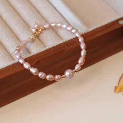 Natural Freshwater Pearl Bracelets and Bangles 2024 New French Minimalist Pearl Bracelet for Girl