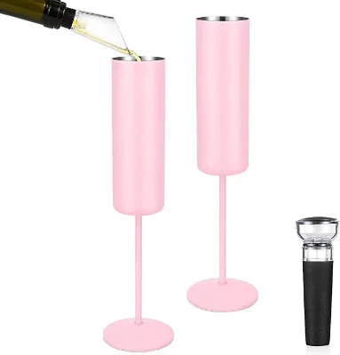 Pink 304 Stainless Steel Champagne Glasses Party Wedding Anniversary Birthday Christmas Gift