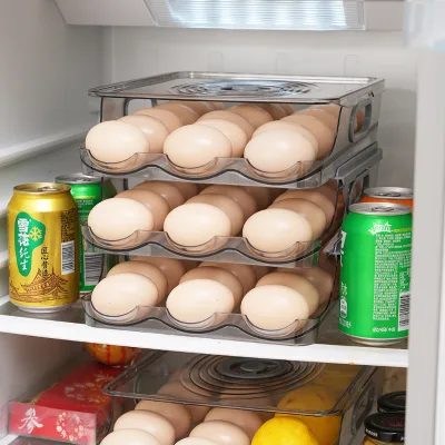 Kitchen 3 Layers Plastic Egg Fridge Organizer Refrigerator clear Food Storage Container