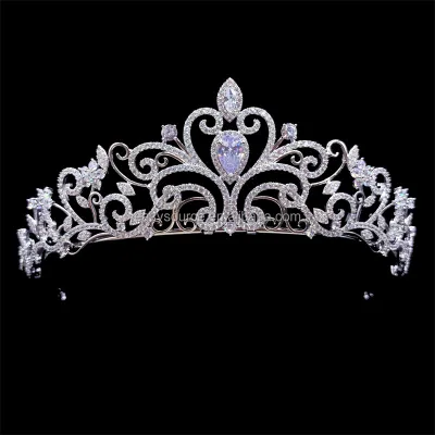 RE4415 Zircon Bridal Tiara Crown for Women Girls Headwear Bridesmaid Wedding Anniversary Engagement Hair Jewelry Elegant