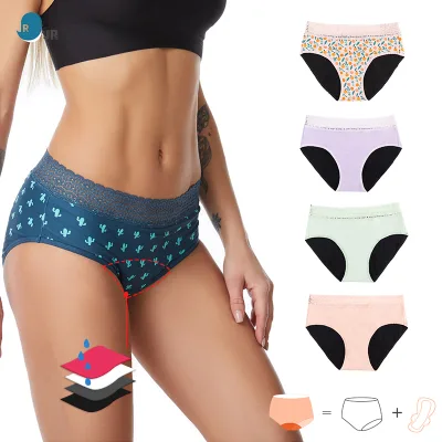 2025 Hot Sale Chinese Factory Wholesale 4 Layers Period Panties Women Menstrual Period Panties Girl Cotton Underwear