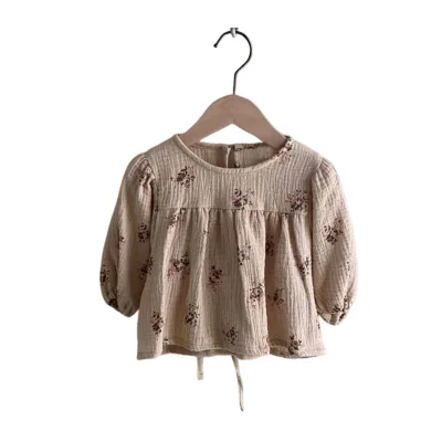 Wholesale Super Soft Printed Spring Autumn Lace up Baby Dresses
