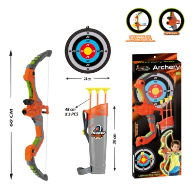 Hot Selling Shooting Sport Game Kids Plastic Suction Cup Arrows Recurve Bow Set Archery Set with Light