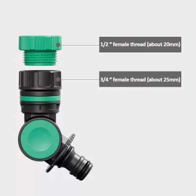 ABS Garden Tap Quick Connector, 1/2" & 3/4" Rotatable Hose Adapter Water Pipe Fitting for Household Faucet
