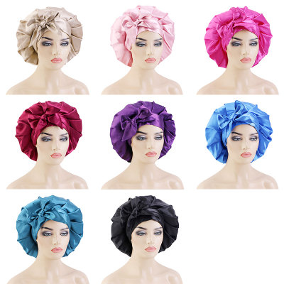 GTOP Wholesale Custom Vegan Fashion Bonnet With Wide Band Turban Headwrap Satin Silky Bonnets for Women