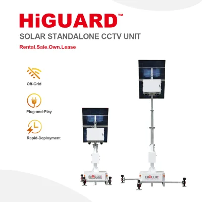 In Stock 4.5m Solar Security IP65 DC Mobile Camera Tower with Support Legs for Construction Monitoring