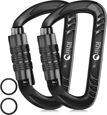12kN (250 Lbs) Auto-locking, Wire Gate or Lightweight Snap Carabiner Clips, Hammocks, Dog Leashes, Keychains