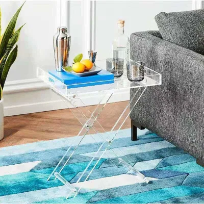 BSCI Factory Custom Printed Clear Lucite Acrylic Serving Tray with Stand
