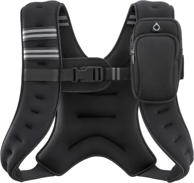 Weighted Vest Weight Vest with Reflective Stripe for Workout Strength Training Running Fitness Muscle Building Weight