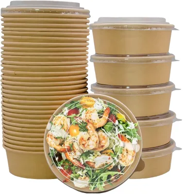 Disposable Biodegradable Thickened Corrugated Paper Bowls Commercial Grade for Sushi Pizza Take-Out Salad Noodles Snacks Bread
