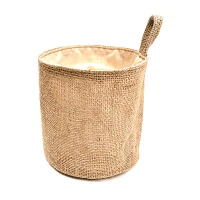 Customized Logo Folding Ecofriendly PE Coated Jute Starge Bag with Rope Handle