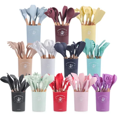 Custom Kitchen Utensils Tool Set Silicone Cooking Utensil Set Non-Stick Kitchen Utensil Cookware with Spatula