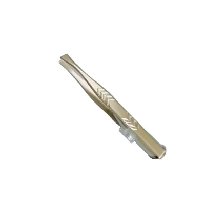 Custom Makeup Pearl Bright Nickel Plating Beauty Eyebrow Tweezers With Led Light and Non-slip Pvc Film