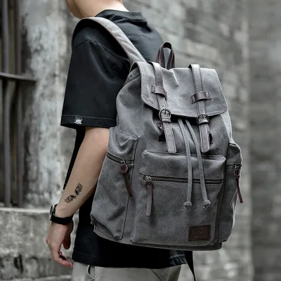 MOYYI Anti-Theft Vintage Laptop Bags for Men Outdoor Travel Backpack Sport Canvas Men's Backpack