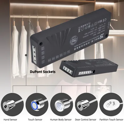 DC12V 24V Black LED Driver 36W 60W 100W Led Strip Light Power Supply for Cabinet Wardrobe Closet Light Transformer
