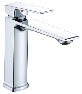 Modern High Quality Chrome Zinc Body Single Handle Hot and Cold Faucet Deck Mounted Basin Mixer