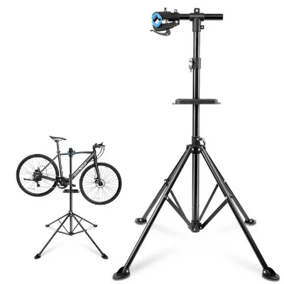 Bike Repair Stand Mountain Bike Folding Quick Disassembly Display Frame Steel Powder Coated Black Foldable Portable 30kg Load