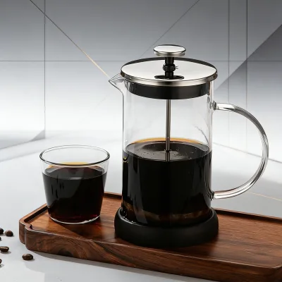 Packaged French Press Coffee Maker High-Borosilicate Glass 304 Stainless Steel Pour-Over Brewer Milk Frothing Tea Infusing