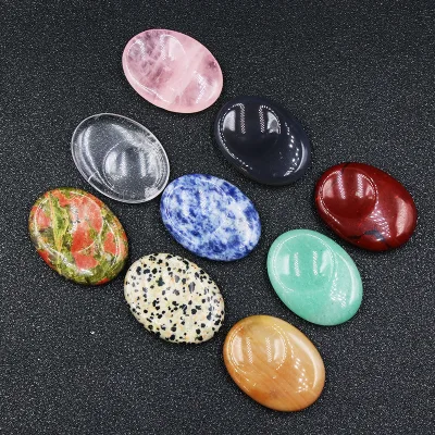 HZ Thumb Raw Stone Worry Stone Oval Polished Palm Pocket Healing Energy Crystal Jade Massage Thumb Stones