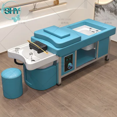 High Quality Multi Function Head Spa Bed with Water tank Electrical Camilla Hair Washing Salon Pedicure Shampoo Bed with Bowl
