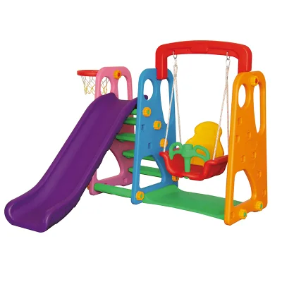 Plastic Kids Playground Slide With Swing