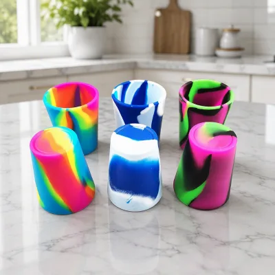 BPA Free Mix Colors Durable 1.5oz Silicone Drinking Cups Silicone Wine Cup 45ml Small Shot Glass Customized Logo