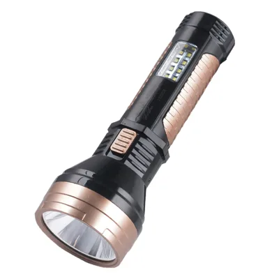 Outdoor LED Tactical Flashlight Torch Light Portable Chargeable ABS Plastic Flashlight with COB Side Light