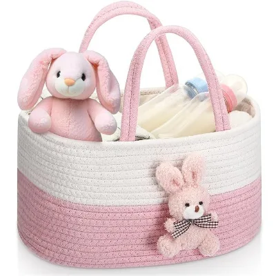 Direct Sale Manufacturer Cotton Rope Storage Basket for Baby Newborns Children Wholesale Childlike Storage Bag Diaper Bags (old)