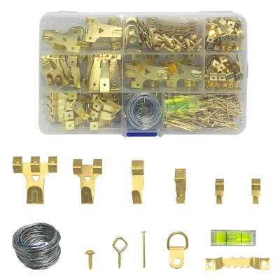 352pcs Gold Carbon Steel Copper Plated Picture Frame Hanging Hooks Tool Kit
