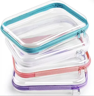 Stock Clear PVC Plastic Hard Shell Storage Case Carrying Zipper Pouch Travel Daily Digital Gadgets Organizer Tools Box