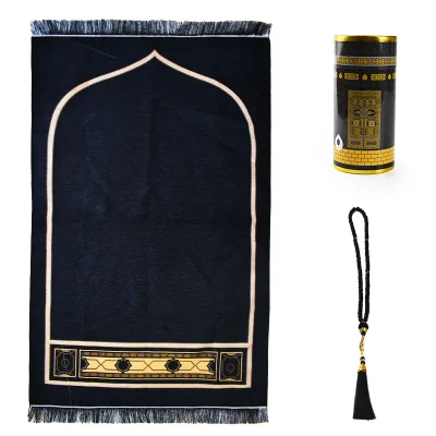 Factory Direct Supplier Black Pink Luxury Islamic Prayer Mat Solid Color Muslim Prayer Mat in Different Style