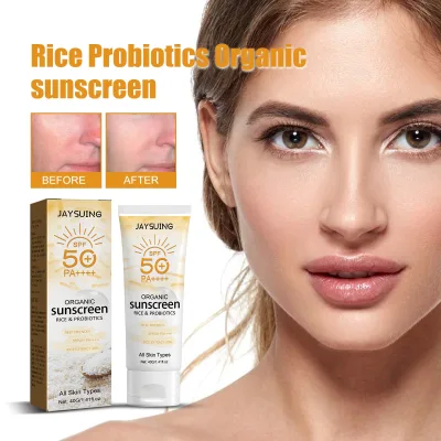 Jaysuing Wholesale Face Body Outdoor UV Protection Not Greasy Refreshing Organic Probiotics Rice Sunscreen Cream