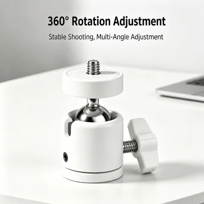 Aluminum Mini Projector Wall Mount Swivel Ball Joint Adapter 1/4 Screw White Ball Head Bracket for Ring Light Smartphone Holder