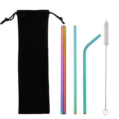 Unionpromo Custom Stainless Steel Straw Reusable Metal Drinking Straws 4 Pack Stainless Steel Drinking Straws