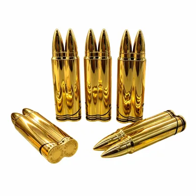 Gold Plated Bullet Bottle Butane Torch Lighter Metal Jet Flame Refillable Custom Logo Gift for Outdoor