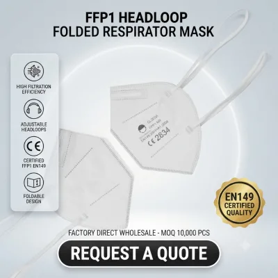 Wholesale EN149 FFP1 Mask White Foldable Protective PPE Face Mask with Headband CE Certified Safety Dust Mask Respirator