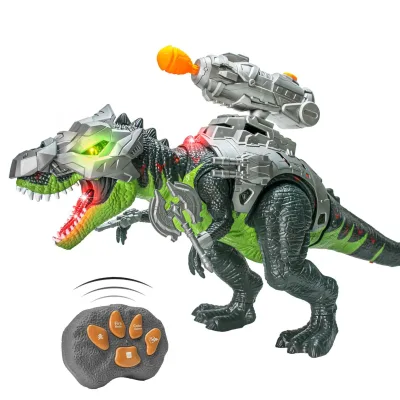 KK New Remote Control Mech Tyrannosaurus Rex With Mist Spray & Light,Rc Walking Waving Shooting Bullet Dinosaur Toy Gift for Kid