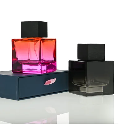 Perfume glass bottle supplier colored square perfume bottle new design perfume bottle 120ml with box