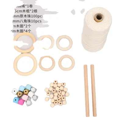 Beginners Tapestry Diy Accessories Wooden Beads Rings Wood Stick Macrame Hooks Wood Combination Set