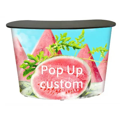 Aluminum Pop up Table Pop up Counter Curved Folding Pop up Exhibition Table MDF Board Marketing Sales Portable Display Stand