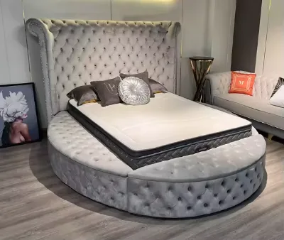 Luxury Modern Massage Double King Size Round Storage Bed with Hotel Bedroom Furniture
