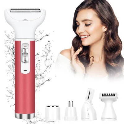 Painless 5 in 1 Waterproof Lady Shaver USB Rechargeable, Womens Hair Remover for Bikini,Nose Hair,Eyebrow,Arm,Leg