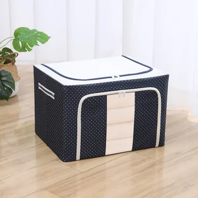 Cloth Steel Frame Folding Fabric Storage Box Bins Organizer for Clothes Boxes Basket Bedding Storage Bag Oxford Cloth