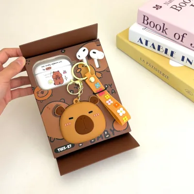 Linda 2026 New Capibala Cartoon Wireless Earphones Capibala headphone case Watch set doll model