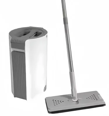 Save Effort Microfiber Floor Cleaning Mop, Flat Mop with Self Cleaning & Wringing Round Type Bucket, Effortlessly Pick up Dirt