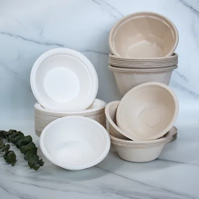 Eco-friendly Disposable 500ml Biodegradable Compostable Bagasse Pulp Paper Bowl for Food