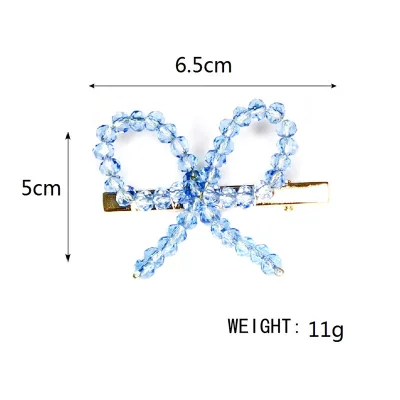 Customized Women's Girls European-American Style High Quality Butterfly Bow Crystal Pearl Bead Hairclip Elegant Hairgrip