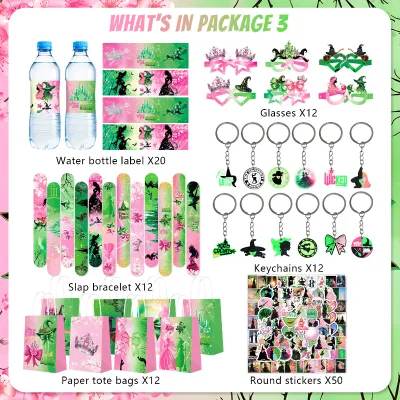 Wicked-themed Wicked Holiday Party Glasses Stickers, Pop-Up Circle Decorations and Ornaments Party Decorations